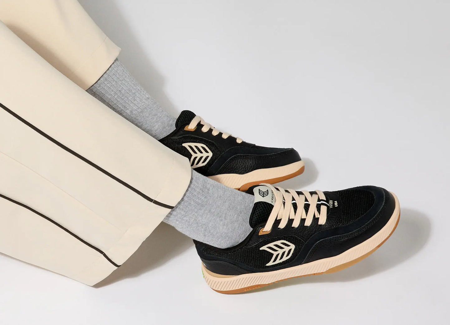 UBA PRO Suede and Mesh Black Light Cream Logo