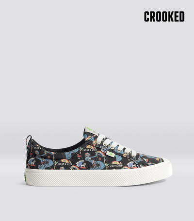 Women s Hokusai Warrior Canvas Print Sneakers OCA CARIUMA