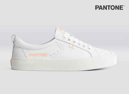 CARIUMA Men s Pantone White Peach Fuzz Leather Sneakers OCA Low C A R I U M A