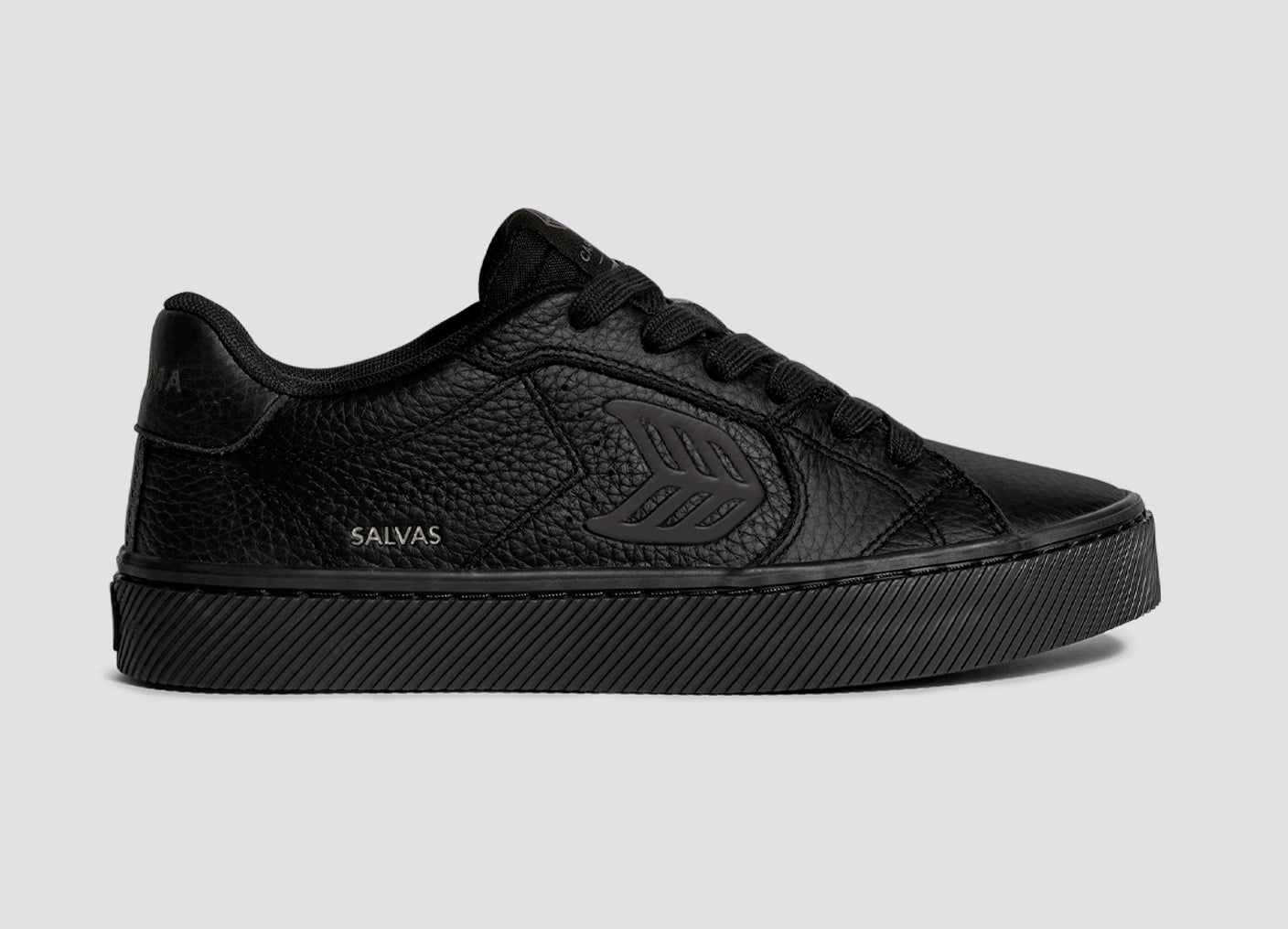 All Black Pebbled Leather Low Top Sneaker | SALVAS – CARIUMA All Black Pebbled Leather Low Top Sneaker | SALVAS – CARIUMA