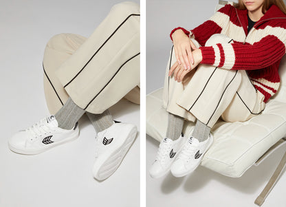 SALVAS Leather White Black Logo