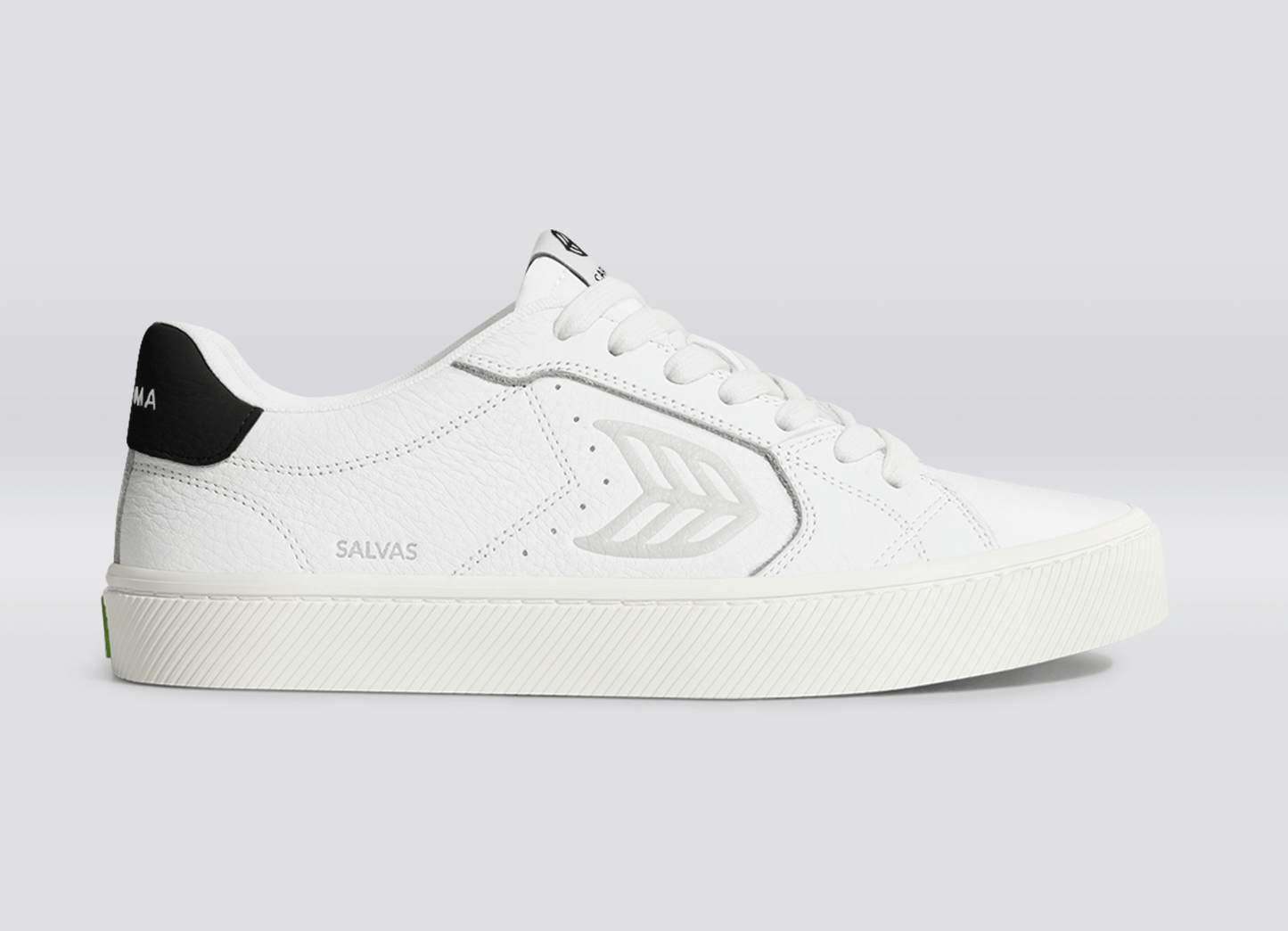 SALVAS Pebbled Leather White Ice Logo Black