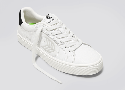 SALVAS Pebbled Leather White Ice Logo Black