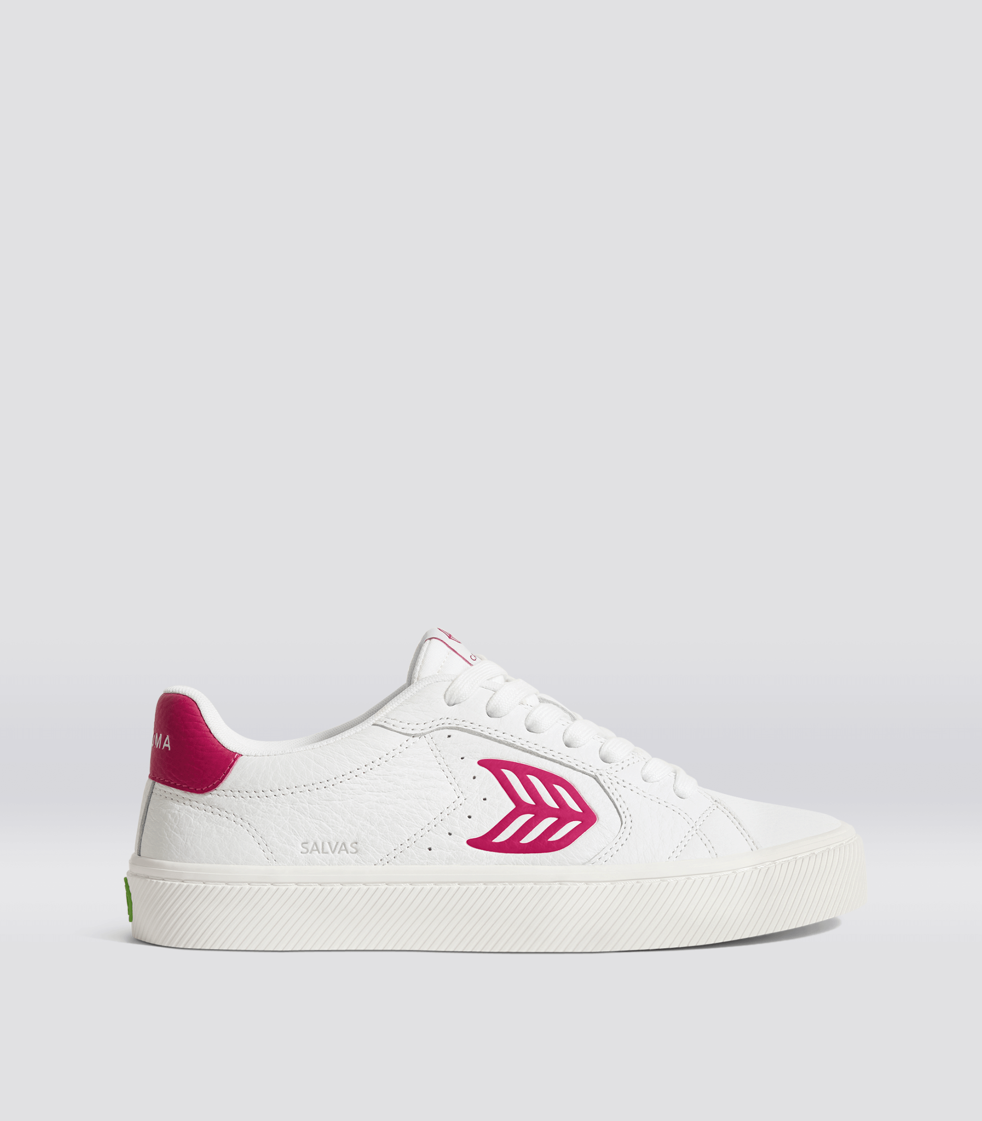 SALVAS White Premium Leather Jazzy Pink Logo Sneaker Women