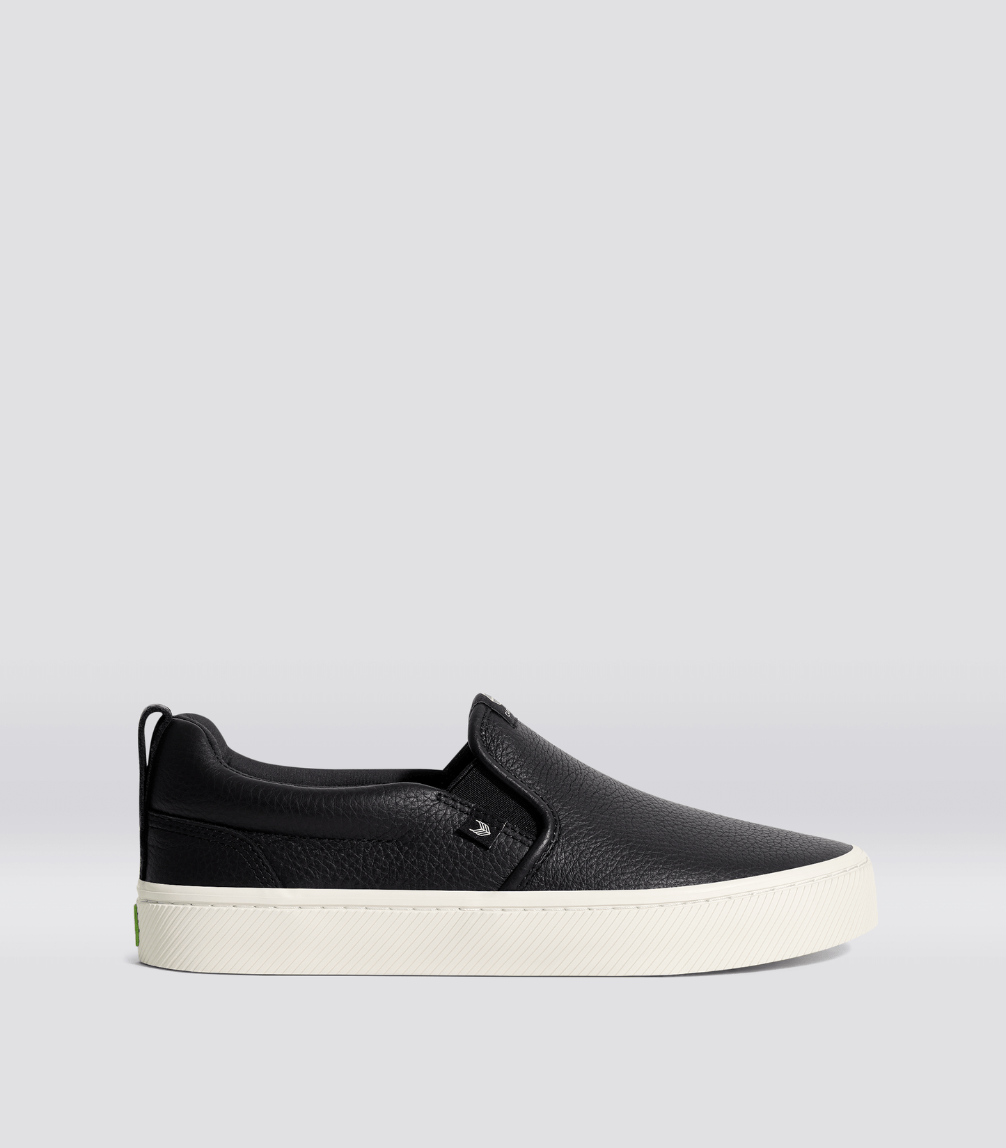 Black leather slip on trainers on sale
