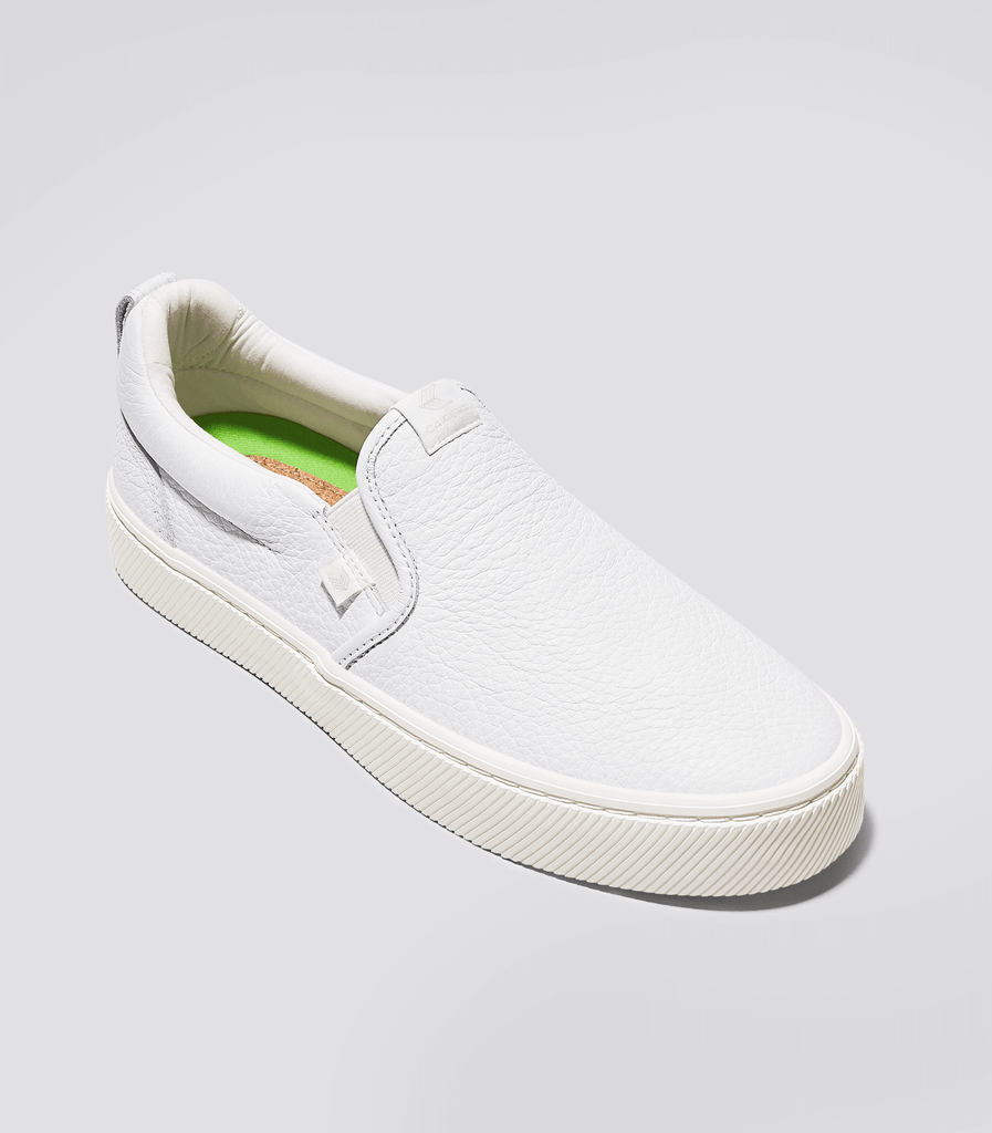 White leather slip on tennis on sale shoes