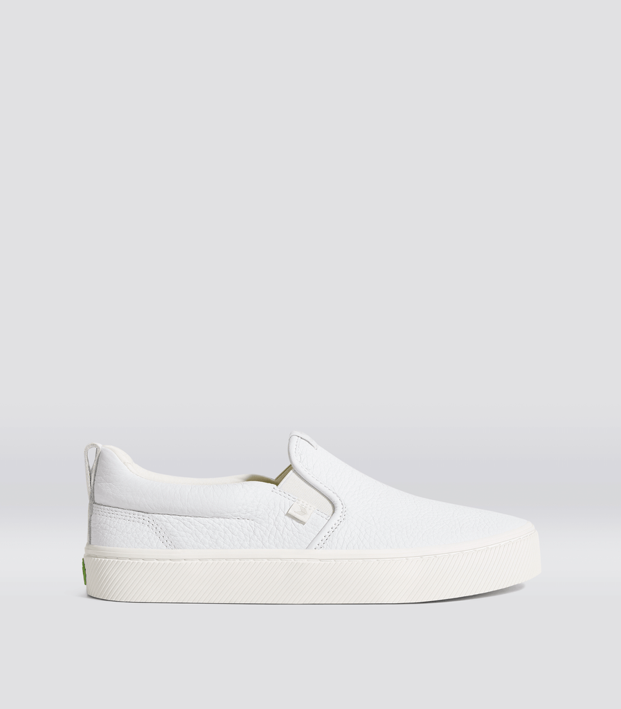 Mens slip on white top trainers