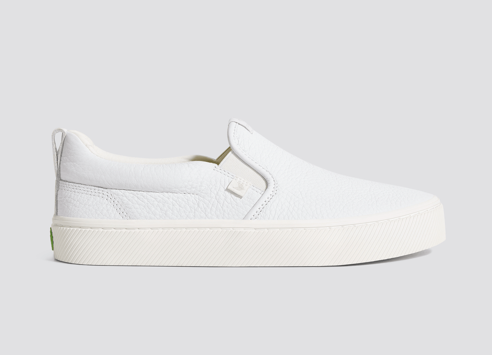 Women's White Premium Leather Slip-on Sneakers | Slip-On â C A R I U M A