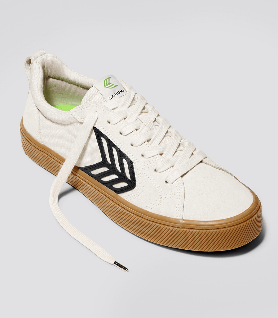 CATIBA PRO Low Gum Vintage White Suede and Canvas Black Logo Sneaker Men Right