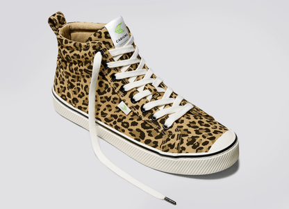 Cariuma OCA High Stripe Canvas Sneaker Women Leopard Print 5.5