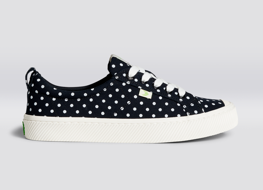 Black and white polka dot tennis shoes sales