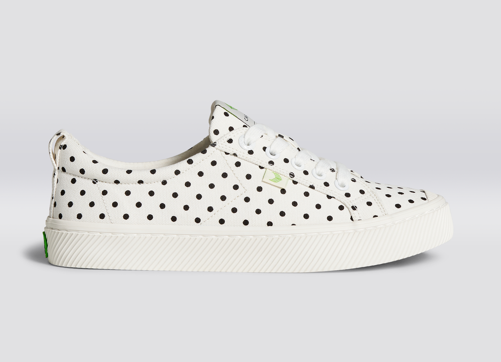 Polka dot black and white shoes deals