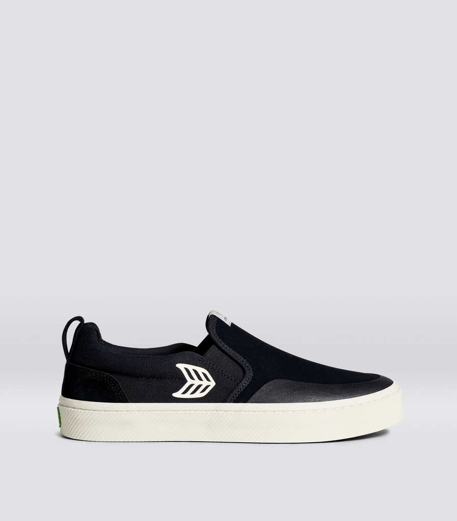White and top black slip ons